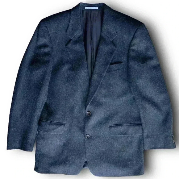 Hugo Boss 40L Scotland Wool Sports Coat Vintage Corleone Tweed Blazer Black USA - Picture 6 of 12